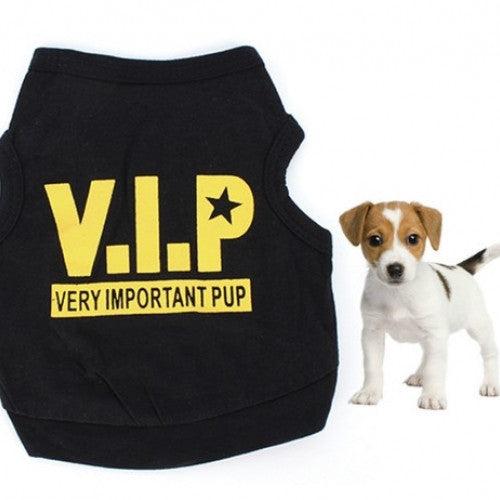 Black T-Shirt VIP Pattern Pet Vest